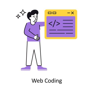 Web Kodlama Konsepti vektör çizimi. Beyaz Arkaplanda izole edilmiş.