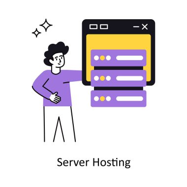 Sunucu Sunucu Konsept vektör çizimi. Beyaz Arkaplanda izole edilmiş.