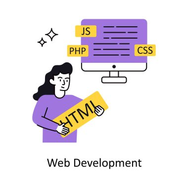 Web Geliştirme Konsepti vektör çizimi. Beyaz Arkaplanda izole edilmiş.
