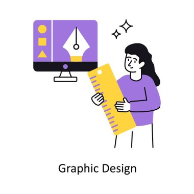 Grafik Tasarım Konsepti vektör çizimi. Beyaz Arkaplanda izole edilmiş.