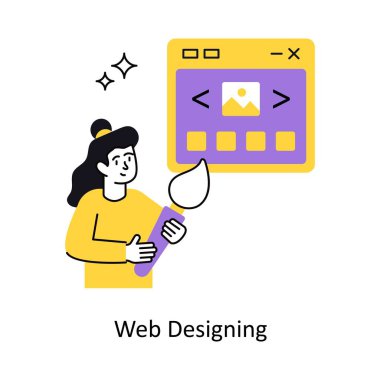 Web Tasarım Konsepti vektör çizimi. Beyaz Arkaplanda izole edilmiş.