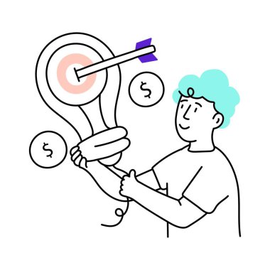 Girişimci vizyon vektörü en az illüstrasyonla renklendirildi. EPS 10 dosyası