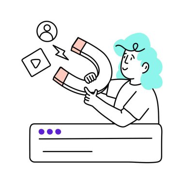 Müşteri Edinme Vektörü en az illüstrasyonla renklendirilmiş. EPS 10 dosyası