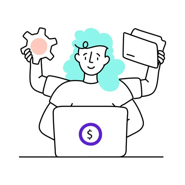 Proje Yönetimi vektörü en az illüstrasyonla renklendirildi. EPS 10 dosyası