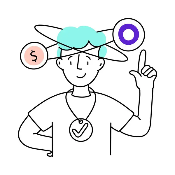 Yaratıcı Düşünme vektörü en az illüstrasyonla renklendirildi. EPS 10 dosyası