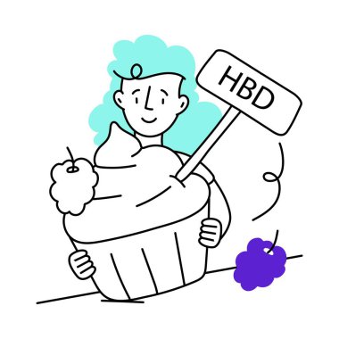 BD kek vektörü en az illüstrasyonla renklendirilmiş. EPS 10 dosyası