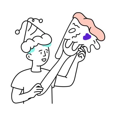 Pizza dilimi vektör renginde, az resimli. EPS 10 dosyası