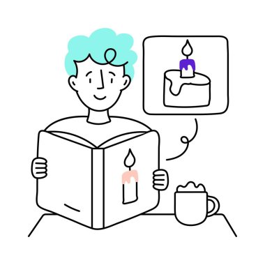 Hafıza kitabı vektörü en az illüstrasyonla renklendirilmiş. EPS 10 dosyası