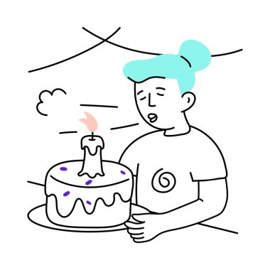 Mumları üflemek vektör renginde asgari illüstrasyon. EPS 10 dosyası