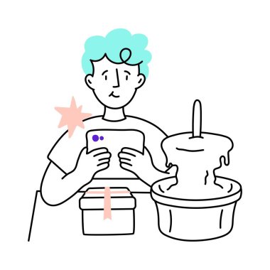 Çikolata Fıskiyesi vektör renginde asgari çizim. EPS 10 dosyası