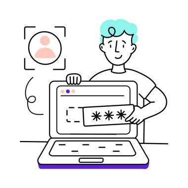 PIN Kimlik Doğrulama Vektörü en az resimle renklendirilmiş. EPS 10 dosyası