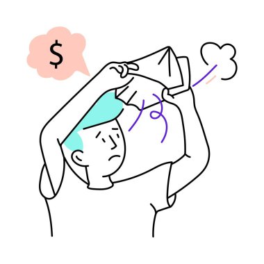 Boş cüzdan vektörü en az illüstrasyonla renklendirilmiş. EPS 10 dosyası