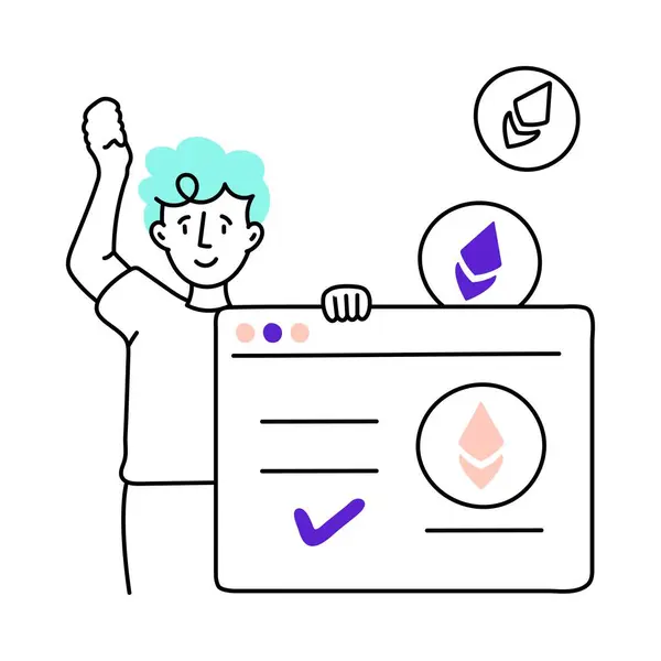 Ödeme Başarı vektörü en az illüstrasyonla renklendirildi. EPS 10 dosyası