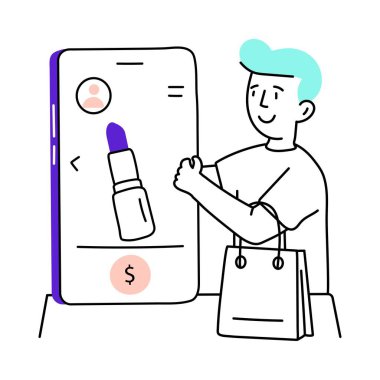 Mobil alışveriş vektörü çizimi