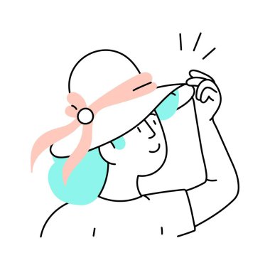 Kız şapkası Vektör stili illüstrasyon.