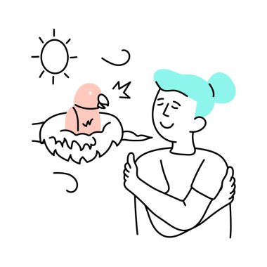 Yaz sabahı Vektör stili illüstrasyon.