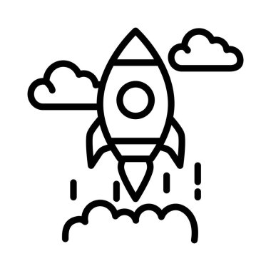 Roket Fırlatma Vektörü ana hatları simgesi. Eps10 dosyası 