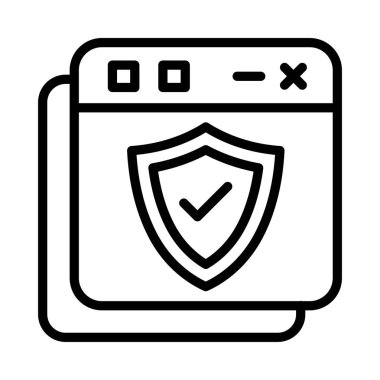 Web Antivirüs Vektör ana hatları simgesi. Eps10 dosyası 