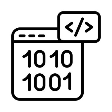 İkili Kodlama Vektörü ana hatları simgesi. Eps10 dosyası 