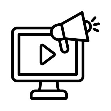 Video Tanıtım Vektörü ana hatları simgesi. Eps10 dosyası 