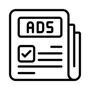 Haber ilanları vektörü ana hatları simgesi. Eps10 dosyası 