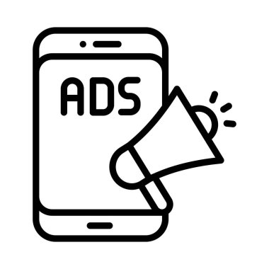 Mobil Reklam Vektörü ana hatları simgesi. Eps10 dosyası 