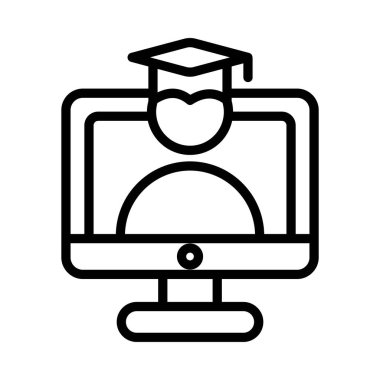 Çevrimiçi Mezuniyet Vektörü ana hatları simgesi. Eps10 dosyası 