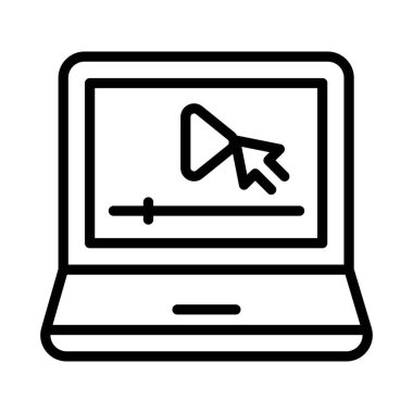 Çevrimiçi Video Oynatma Vektörü ana hatları simgesi. Eps10 dosyası 