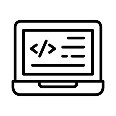 Çevrimiçi Kodlama Öğrenme Vektörü ana hatları simgesi. Eps10 dosyası 