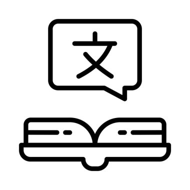 Dil Öğrenme Vektörü ana hatları simgesi. Eps10 dosyası 