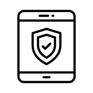 Tablet Sigorta Vektörü ana hatları simgesi. Eps10 dosyası 