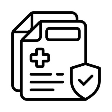 Sağlık Sigorta Politikası Vektörü ana hatları simgesi. Eps10 dosyası 