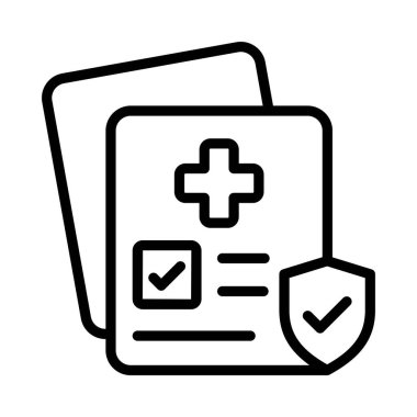 Tıbbi Sigorta Vektörü ana hatları simgesi. Eps10 dosyası 