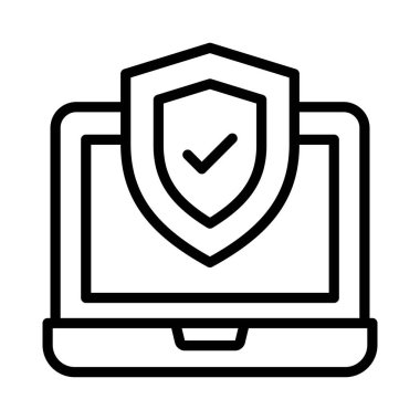 Laptop Sigorta Vektörü ana hatları simgesi. Eps10 dosyası 