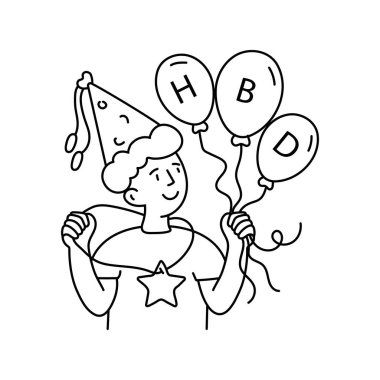 Balon Bunch vektör taslağı çizimleri. EPS 10 dosyası