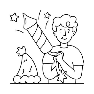 Roket vektör anahatlarını ateşle. EPS 10 dosyası