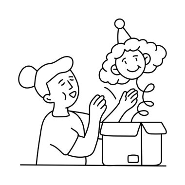 Sürpriz kutu vektör taslağı çizimleri. EPS 10 dosyası