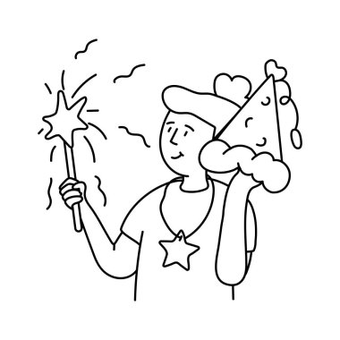 Sparkler Stick vektör taslağı çizimleri. EPS 10 dosyası