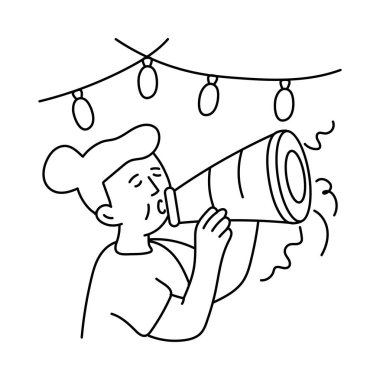 Party Horn vektör taslağı çizimleri. EPS 10 dosyası