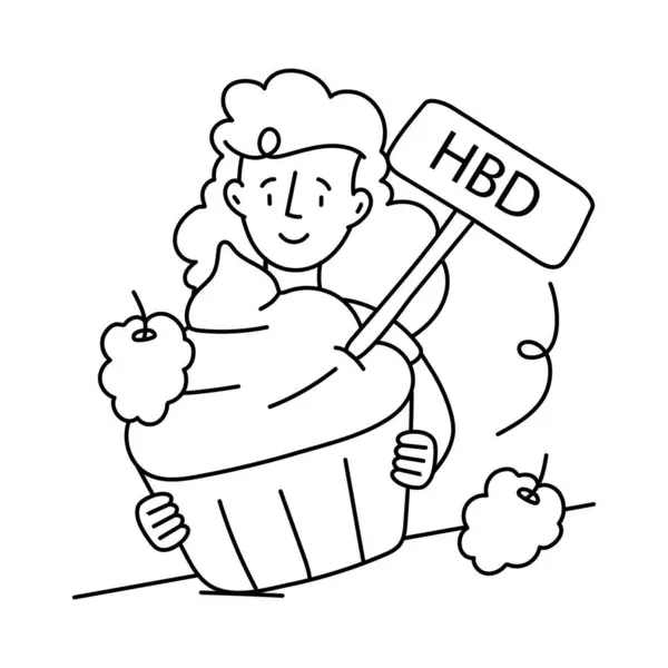 BD cupcake vektör taslağı çizimleri. EPS 10 dosyası