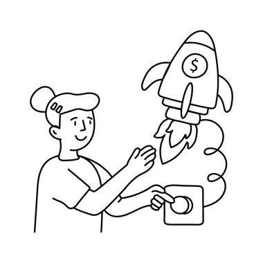 Rocket Growth vektör taslağı çizimleri. EPS 10 dosyası