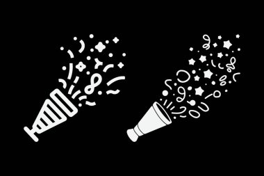 Parti Popper Vektör Simgesi, konfeti simgesi ve Kutlama Süpriz Kraker Sembolü