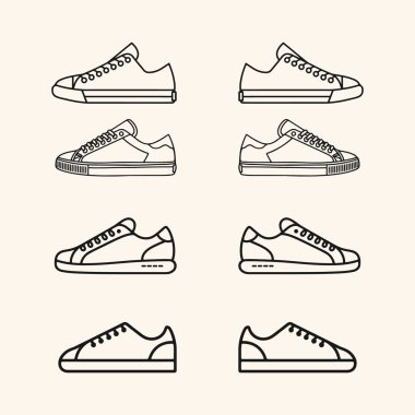 Sneakers ayakkabı vektör simgesi çizimi tasarımı