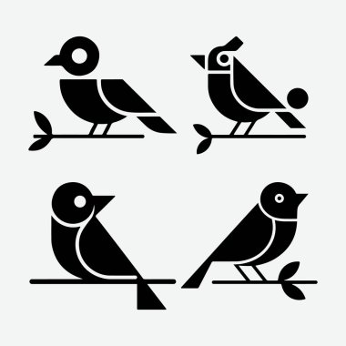 Minimalist kuş çizimleri ve vektör kuş demeti