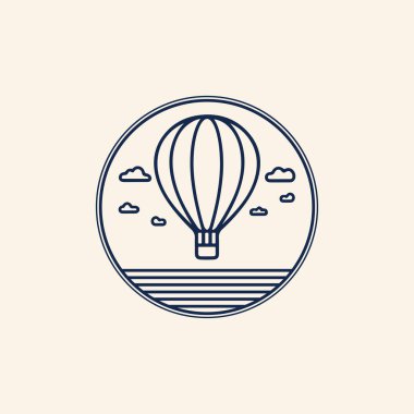 Sıcak hava balonu çizgisi sanat çizimi ve logo tasarımı