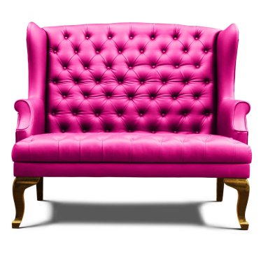 geniş pembe koltuk beyaza izole edilmiş..