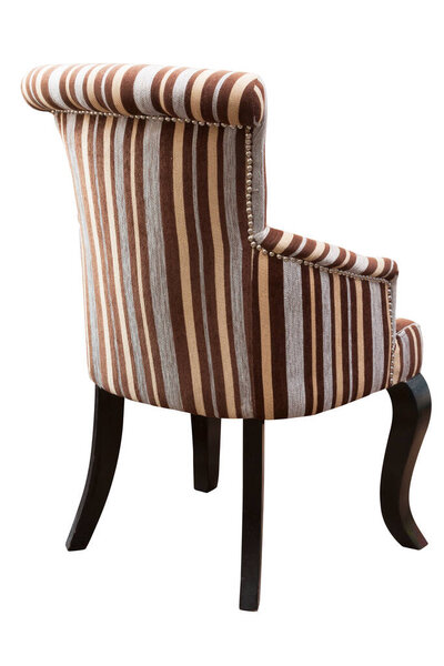 brown cloth armchair isolated on white.