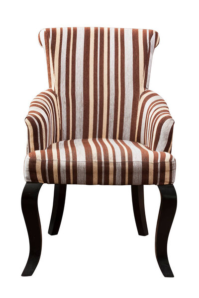 brown cloth armchair isolated on white.