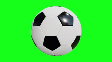 3D animasyon yeşil ekranlı futbol topu dönüyor