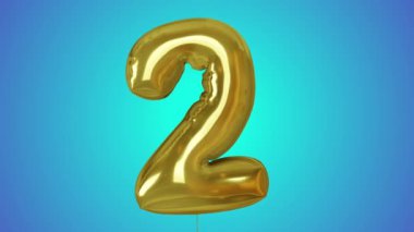 3D animasyon balon numara 2 harfli alfa mat